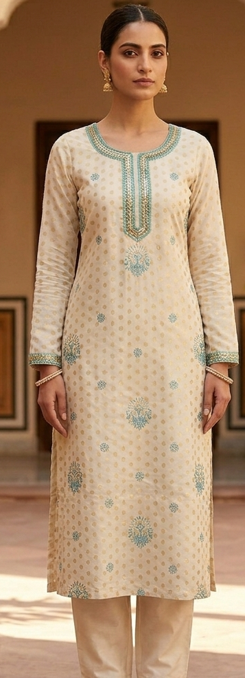 white Beaded Salwar kameez dress Plus chest size 48 Long sleeves with Dupatta