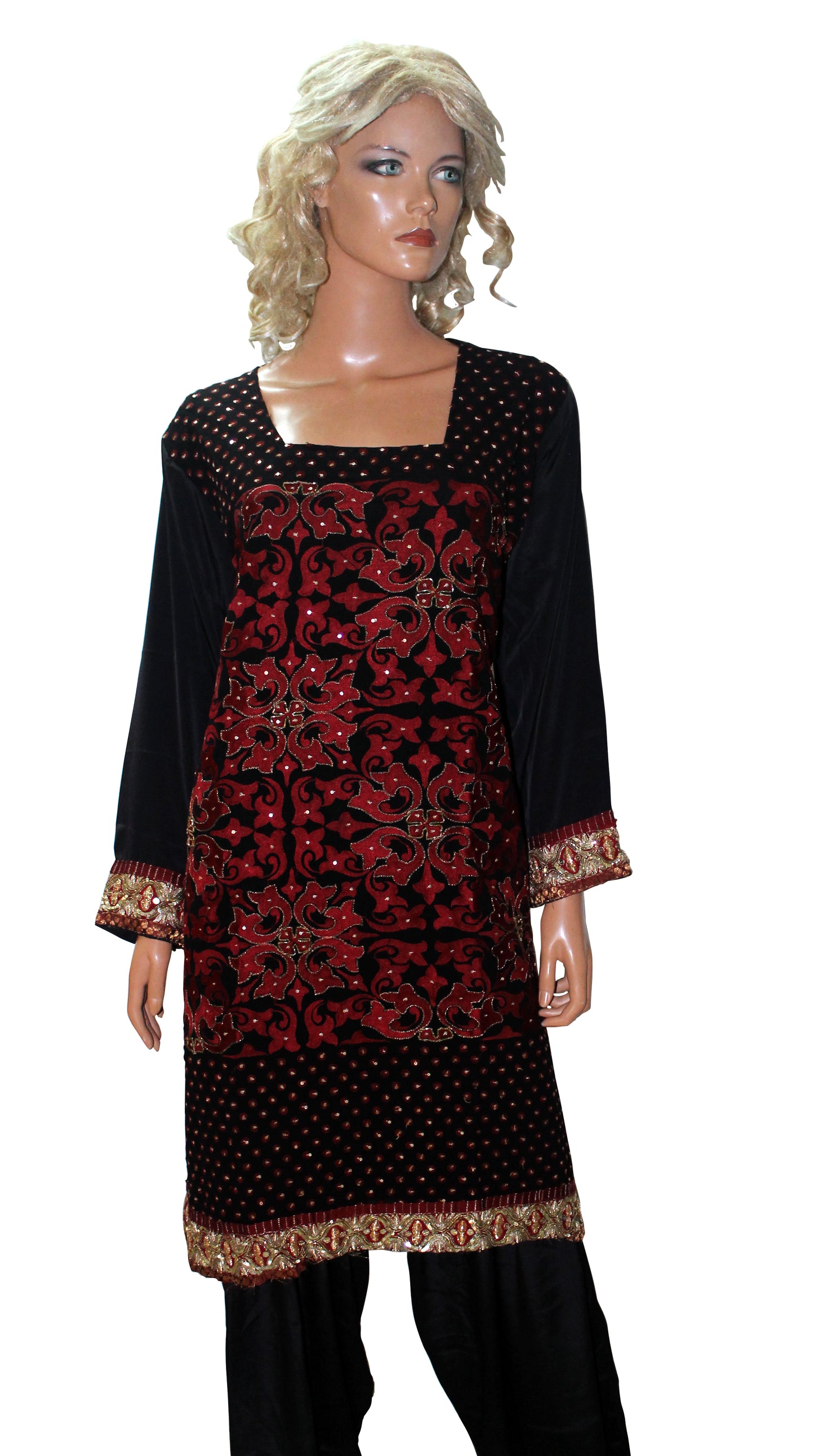 Black Hand Embroidered  Dress Salwar kameez Dress Chest Size 50