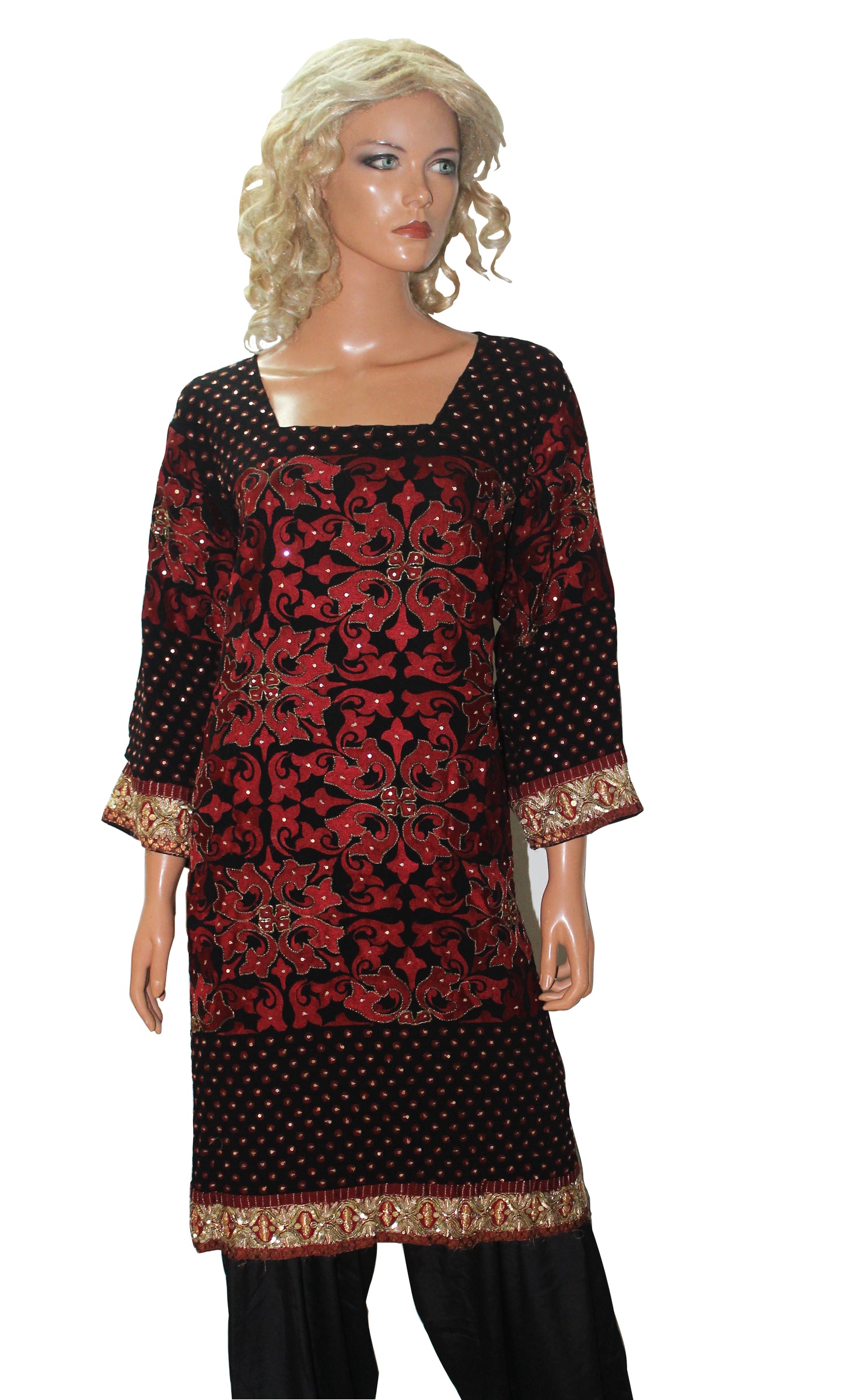 Black Hand Embroidered  Dress Salwar kameez Dress Chest Size 50