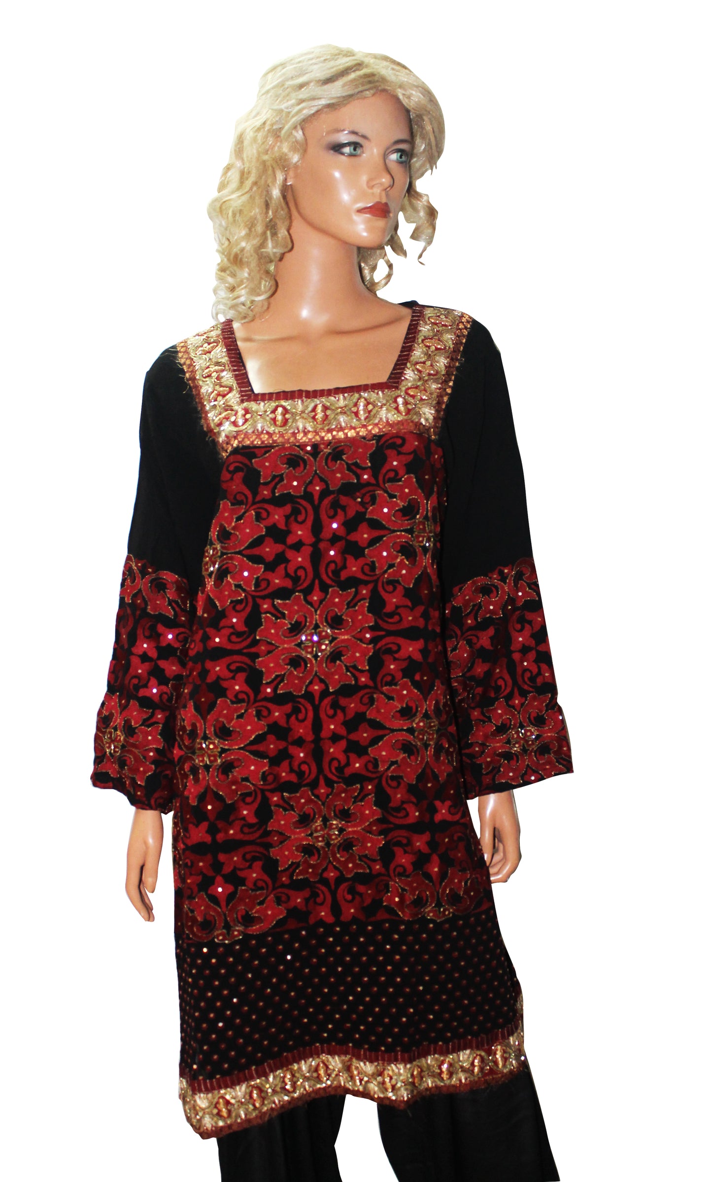 Black Hand Embroidered  Dress Salwar kameez Dress Chest Size 50