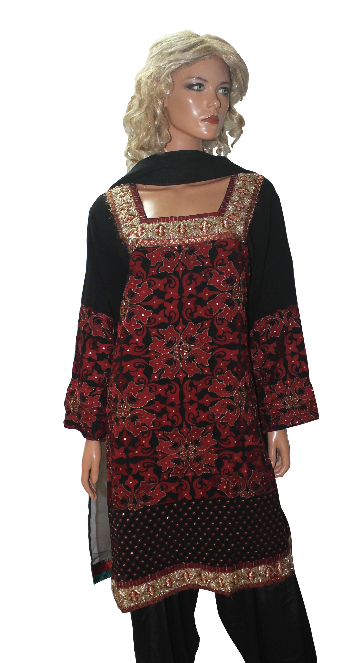 Black Hand Embroidered  Dress Salwar kameez Dress Chest Size 50