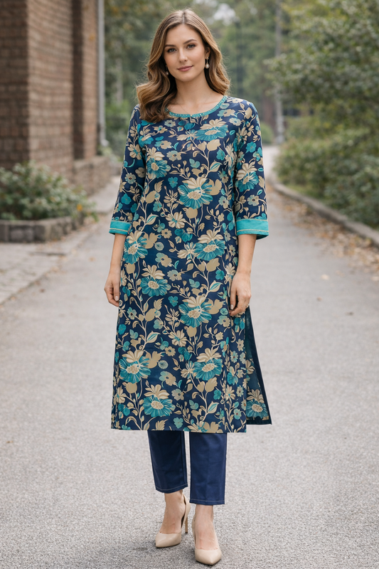 Blue Floral salwar kameez Dupatta chest size 38