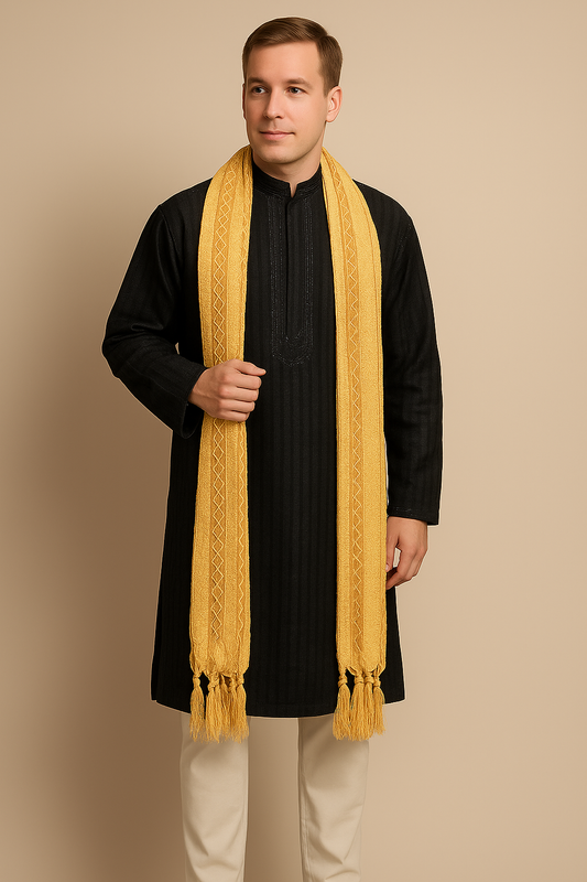 Gold Men’s Dupatta – Traditional Sherwani  Kurta Stole
