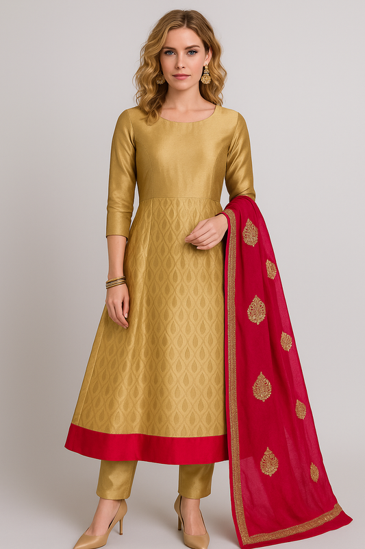 Gold  Salwar kameez Dress Anarkali  Chest size 40 Indian wedding party wear