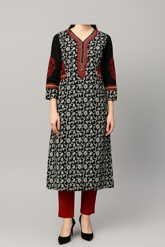 Crepe  Embroidered salwar kameez Dupatta set Plus chest  Size 46