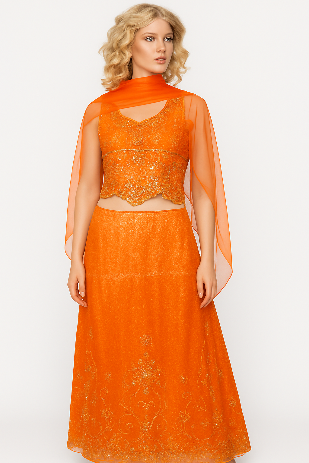 Orange Lehanga choli set size Xsmall
