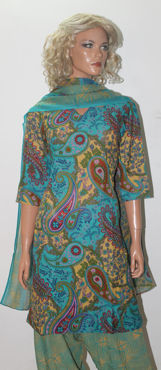 Blue Printed Salwar kameez Dress Chest size 40