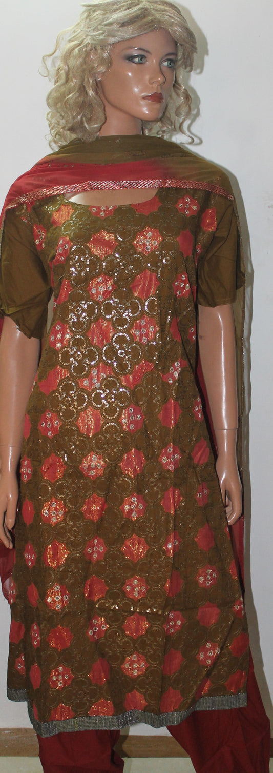 Olive  Cotton  Salwar kameez Dress Chest size 46