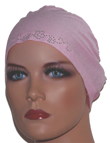 Set of two Cotton  Hijab Under scarf cap white & Pink with Rhinestone