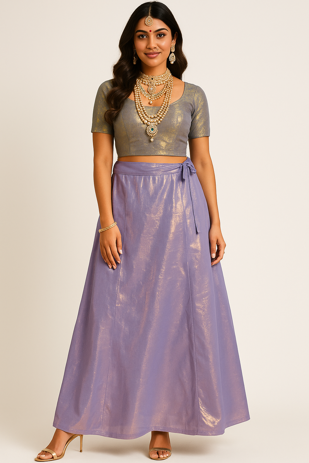 Purple Shimmer Indian sari Petticoat Underskirt