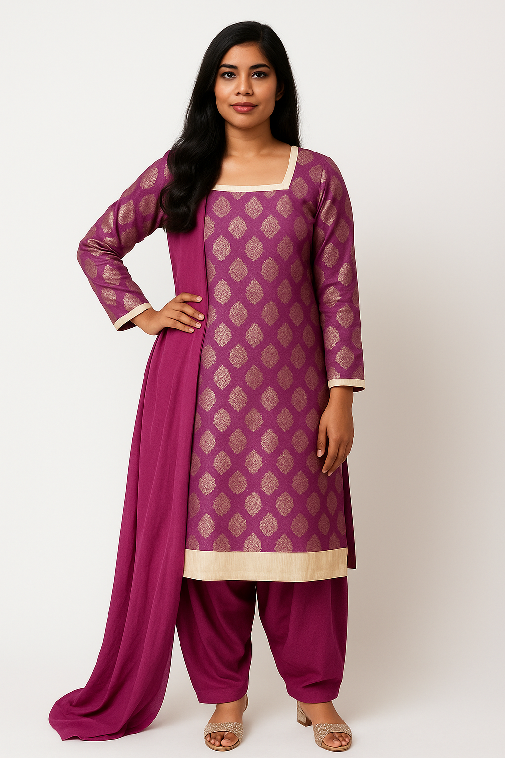 Purple Salwar kameez dress Plus size 50