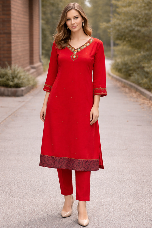 Red  salwar kameez Dupatta chest size 44