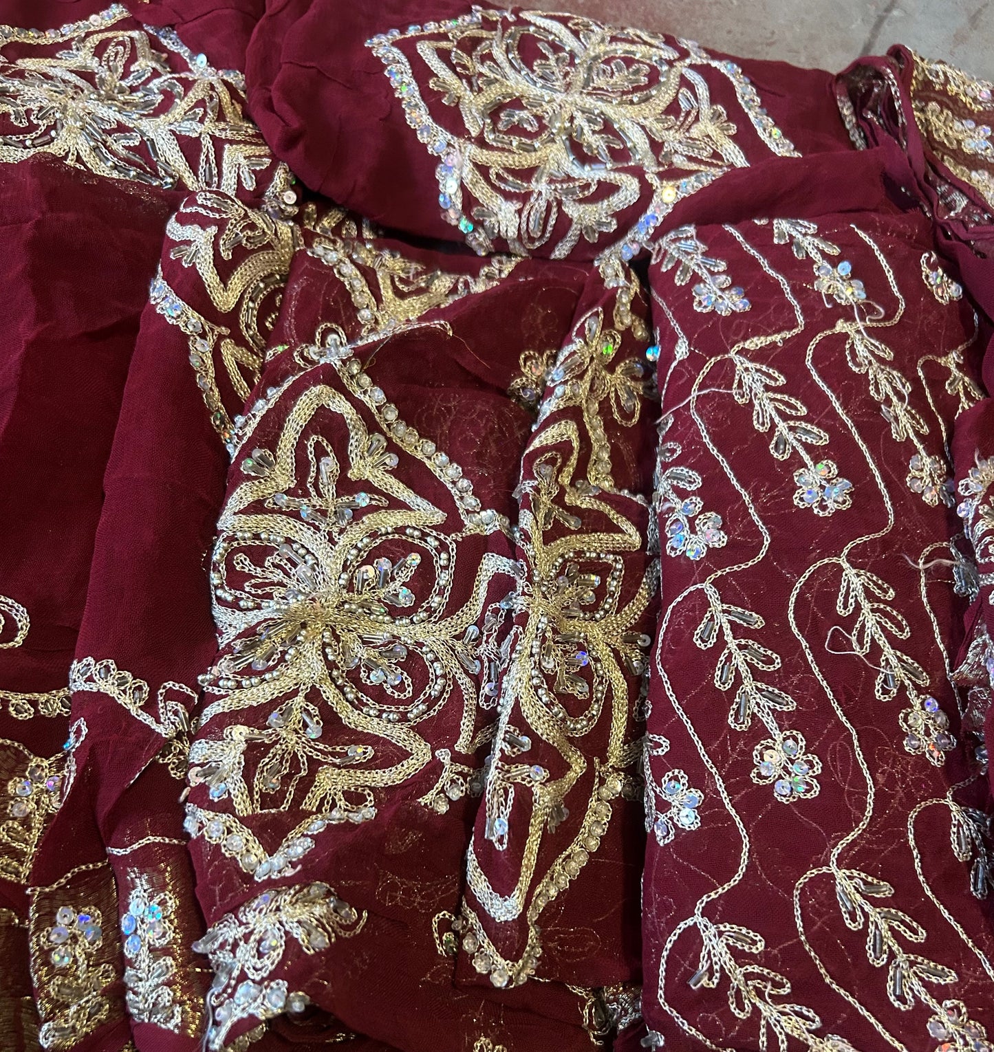 Set Of 10 Beaded Embroidered Lace Trim Art Craft Stitching fabric Doll Clothes Ornament Projects (Copy)