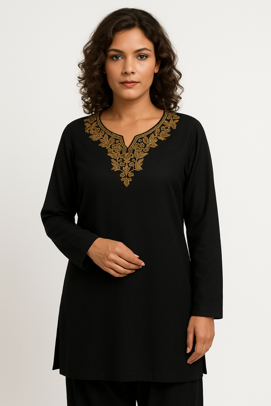 Black Kurta Top with Free  Dupatta chest size small ,Medium-large