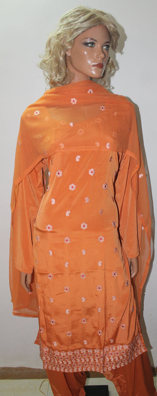 Orange  Indian Wedding party Formal Salwar kameez Dress Plus Size 48