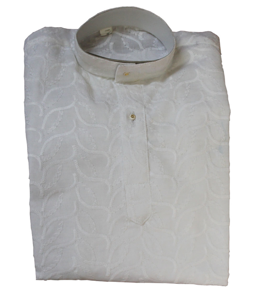 White 100% Soft Cotton  Boys Kurta Pajama Newborn Size 0