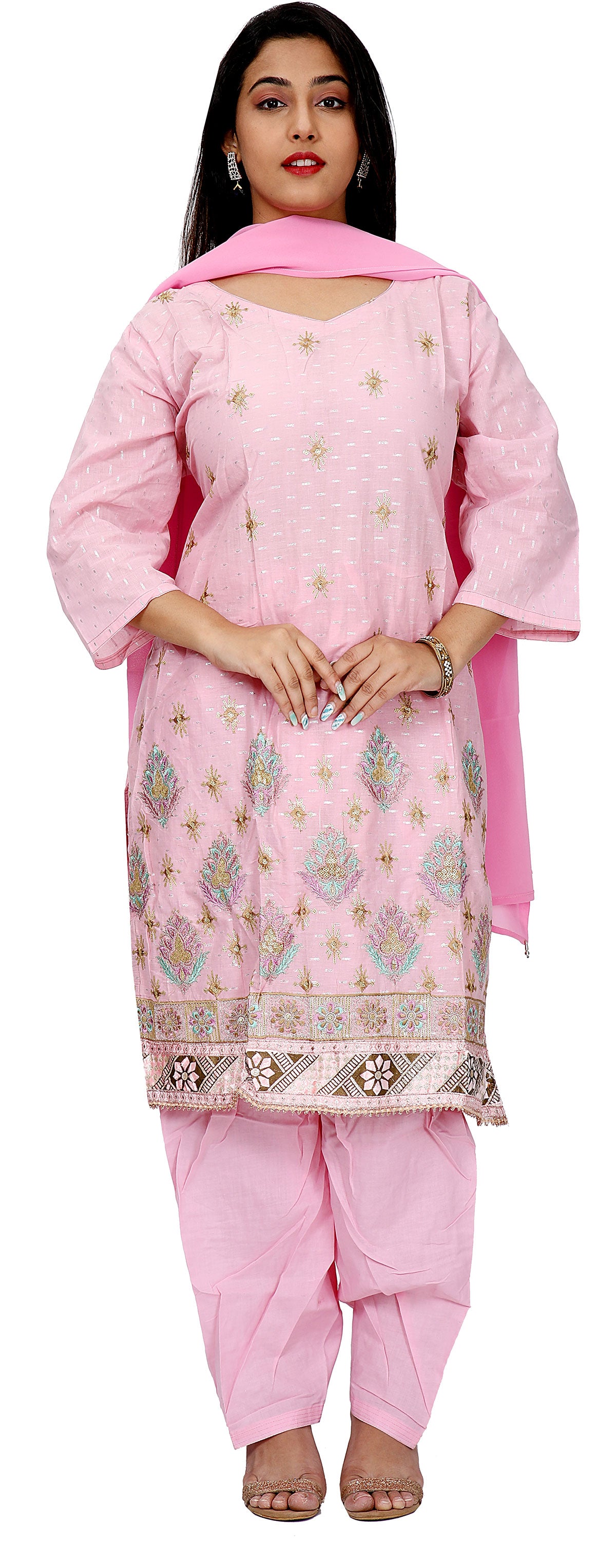 Pink Soft  Cotton Salwar kameez Dress Plus Size 52