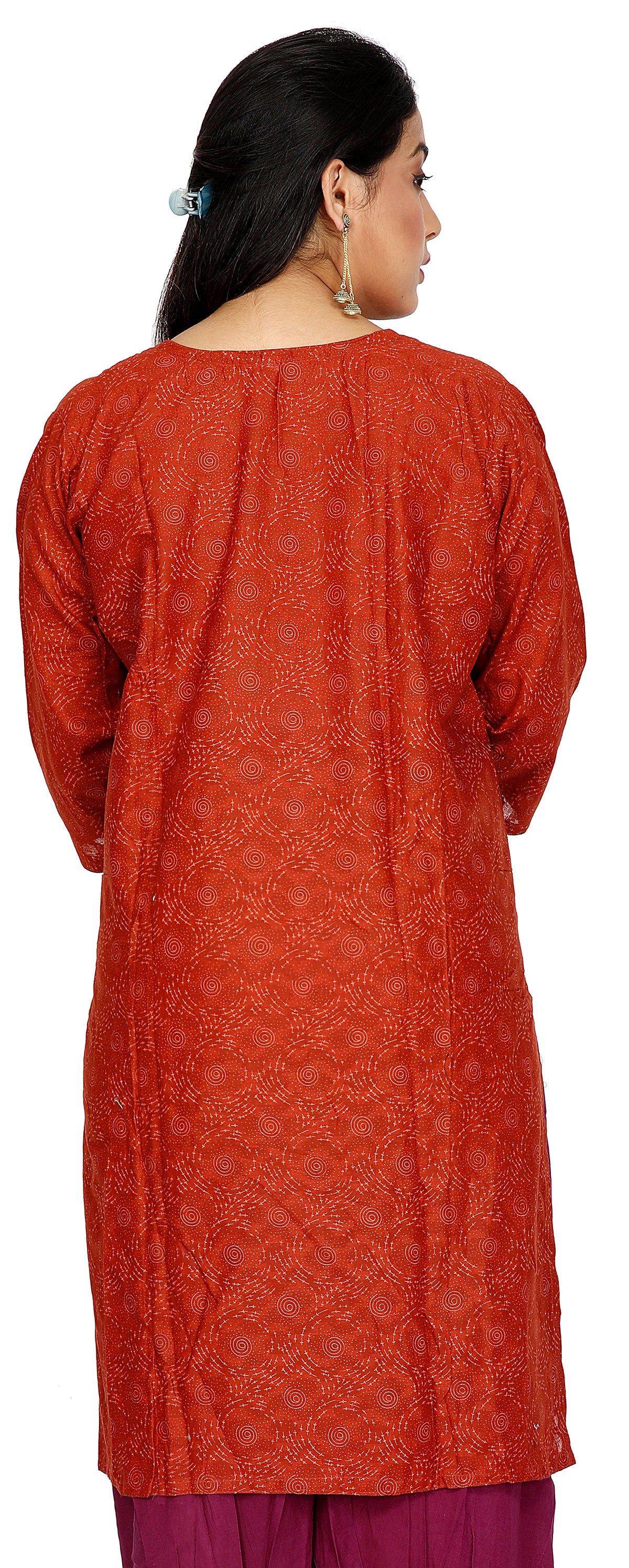 Burn Orange Cotton  Salwar kameez Dress Plus Size 52