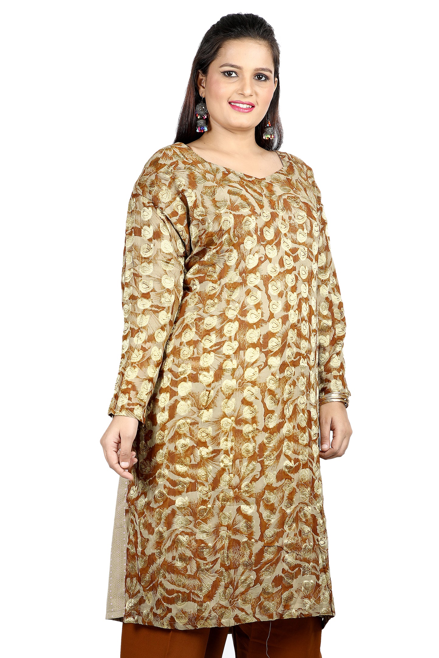 Brown Chiffon Dress Salwar kameez  Plus chest  Size 58
