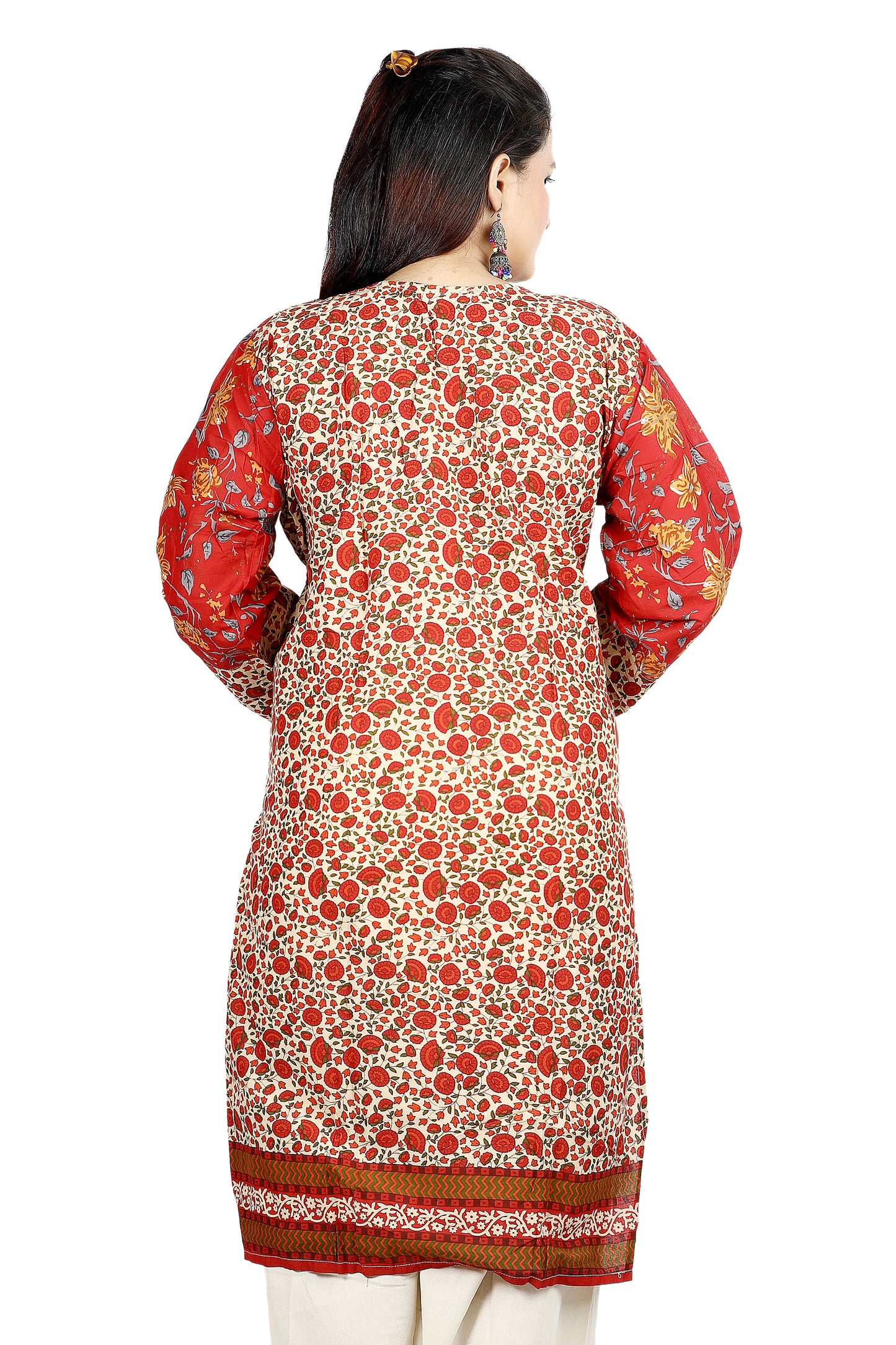 Red Cotton  Floral print  Dress Salwar kameez  Plus chest  Size 50