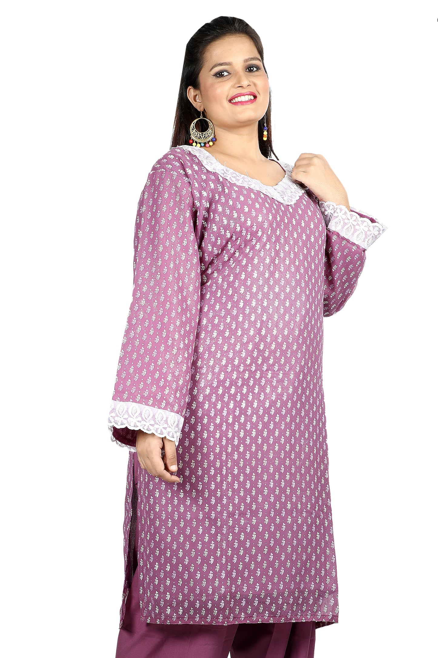 Purple Chiffon Dress  Salwar kameez  Plus Size 52