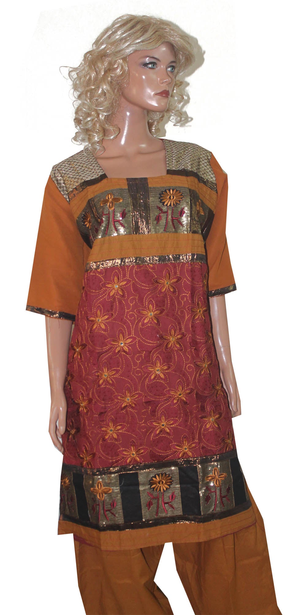 Burgundy  Cotton  Salwar Kameez Chest size 48