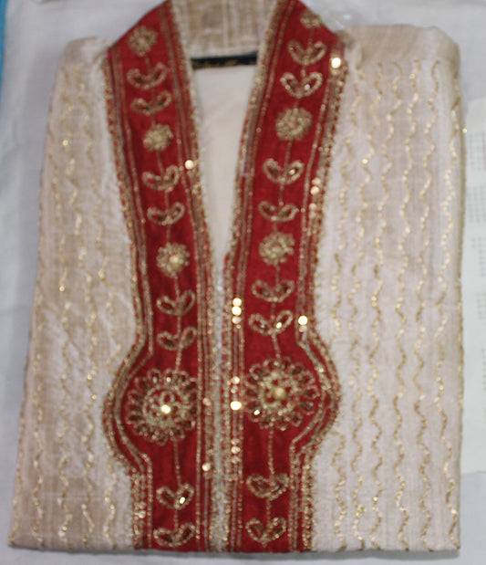 Cream  boys Kurta sherwani set Age 4