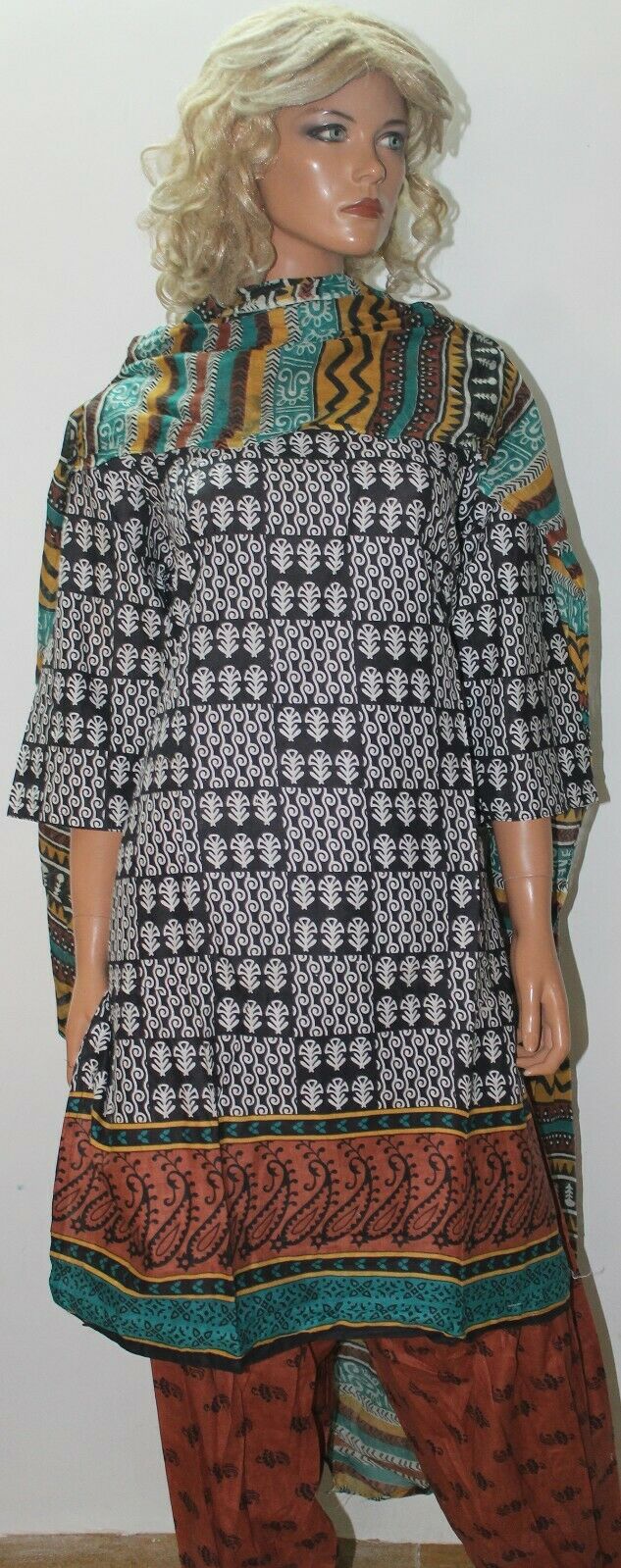 Black Stitched Dress lawn  Cotton Summer  Salwar kameez Stitched Plus size 52