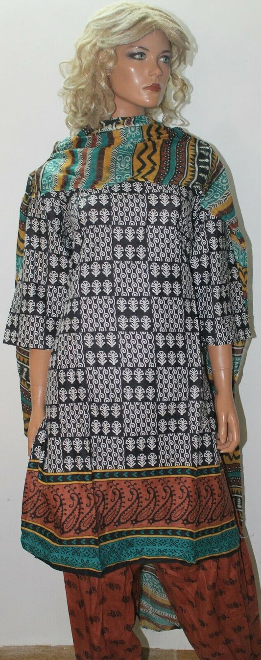 Black Stitched Dress lawn  Cotton Summer  Salwar kameez Stitched Plus size 52
