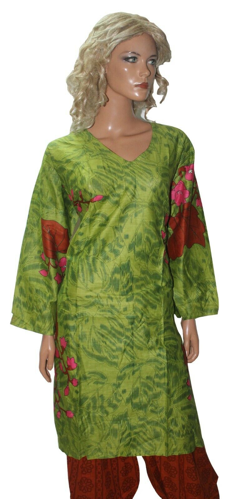 Green  Cotton  Ready Made Salwar Kameez  chest 52 Full sleeves Fast ship New