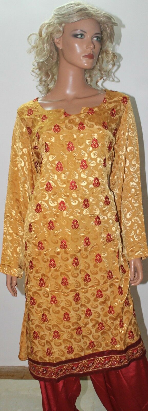Gold & Red Designer Plus size 50 Indian Wedding Dress By Inayah