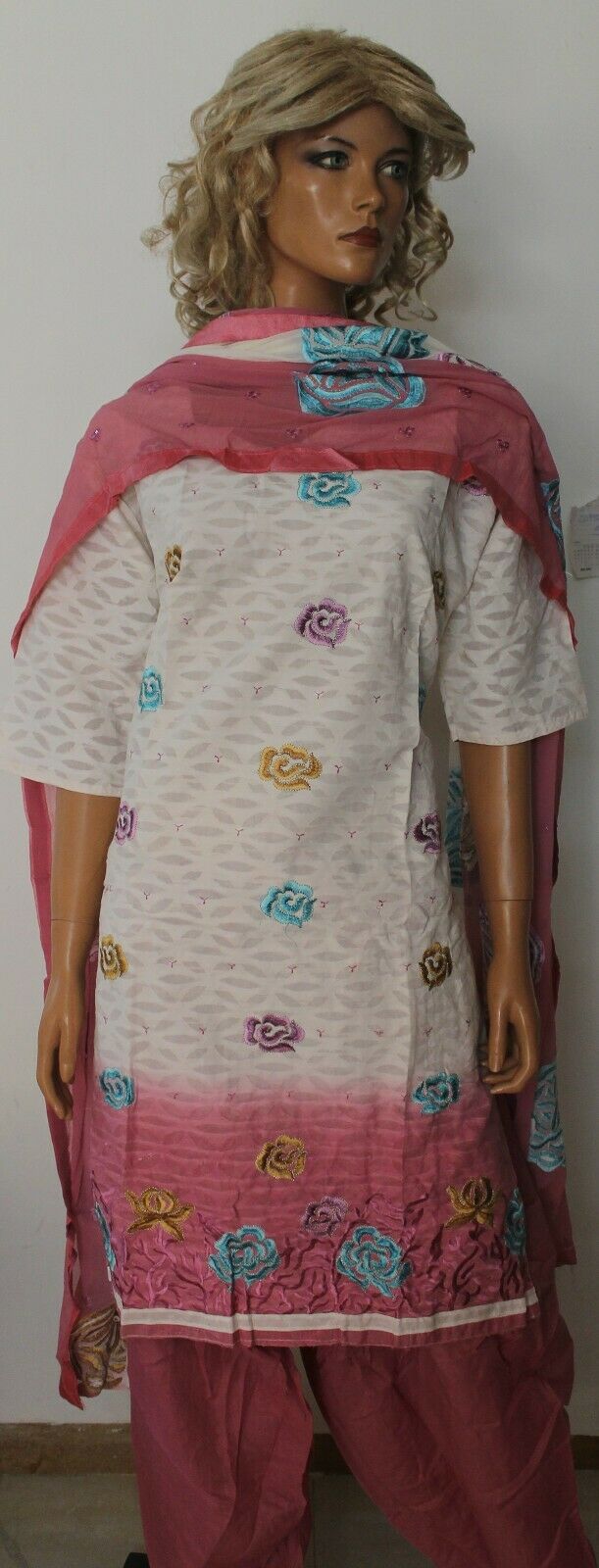 Two Color Embroidered Design Cotton Summer  Salwar kameez Stitched Plus size 52