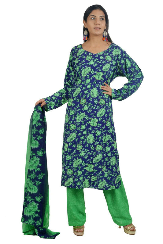 Green  Designer  Crepe  Indian  Salwar kameez Chest size 44  Fast ship  5 day