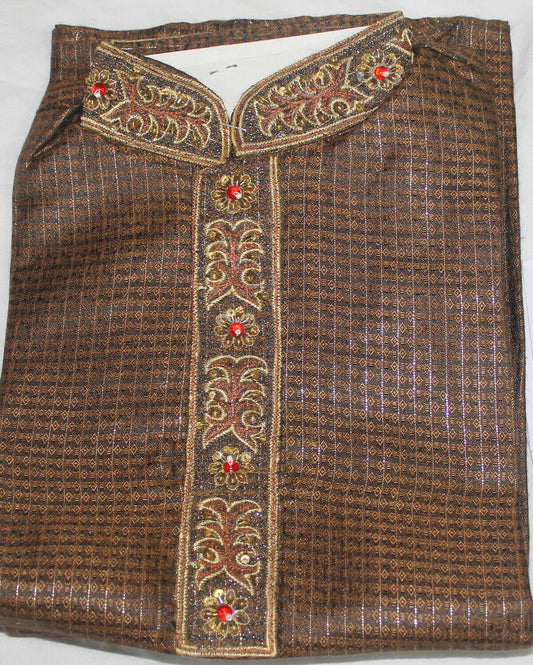 Brown   Embroidered   Bollywood Boys Children  kurta payjama  Size 3 Year old