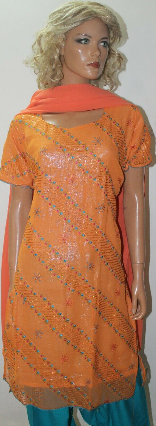 Orange Boutique salwar kameez Dupatta New Super Cute dress Chest 46 Embroidered
