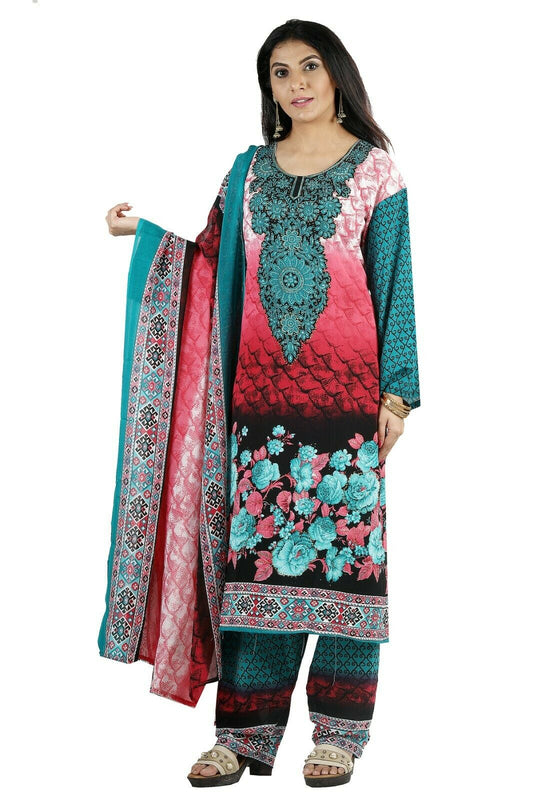 Blue Printed Designer  Salwar kameez Kurta Chest Plus  size 56 Fast ship  5 day