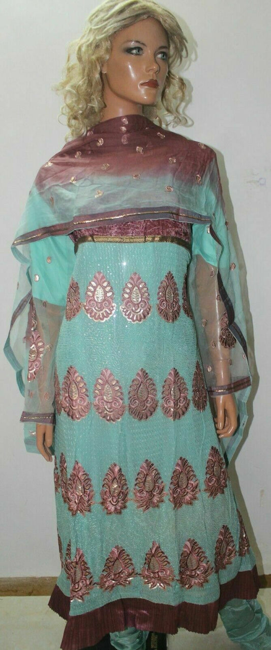 Green Blue Anarkali  salwar Kameez Stylish Wedding Party Chest size 44 & 50