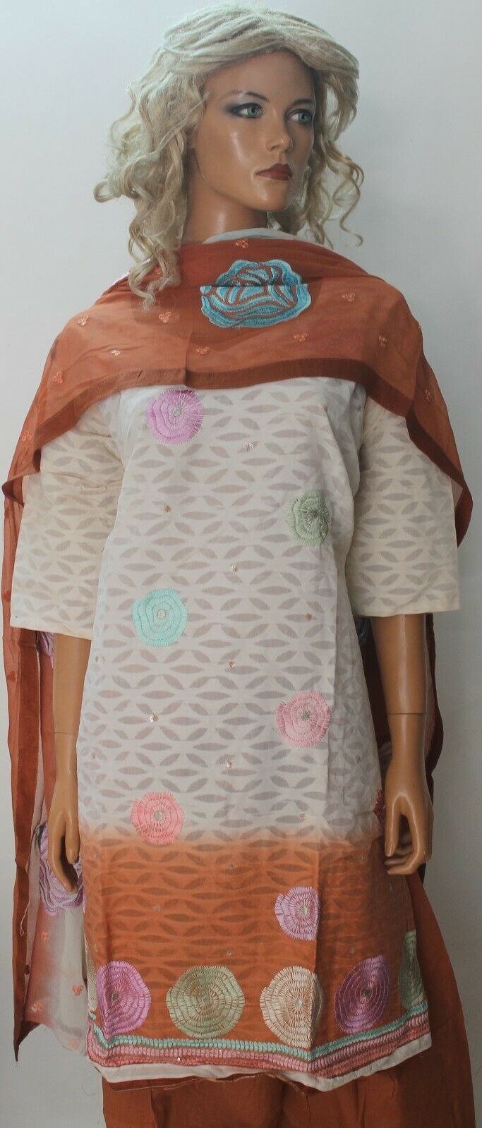 Tie Dye Pakistani Embroidered Designer Cotton   Salwar kameez Chest Plus Size 54