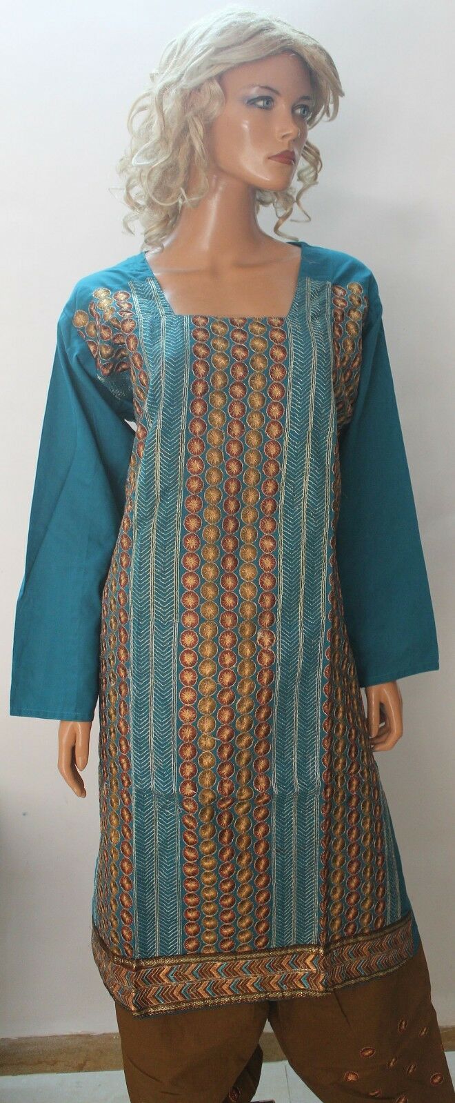 Green Cotton Designer Wear By Manha Patel Dress chest size 44