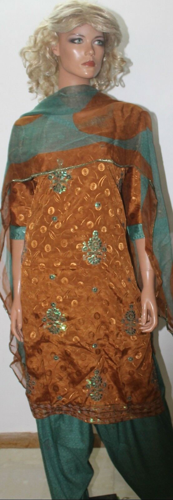 Brown  Green Designer Wear By Manha Patel Dress chest size 44