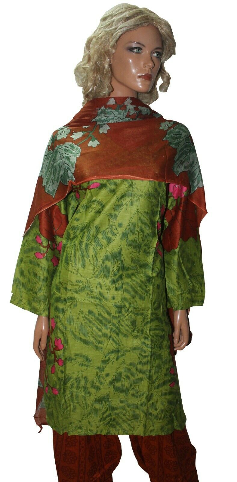 Green  Cotton  Ready Made Salwar Kameez  chest 52 Full sleeves Fast ship New