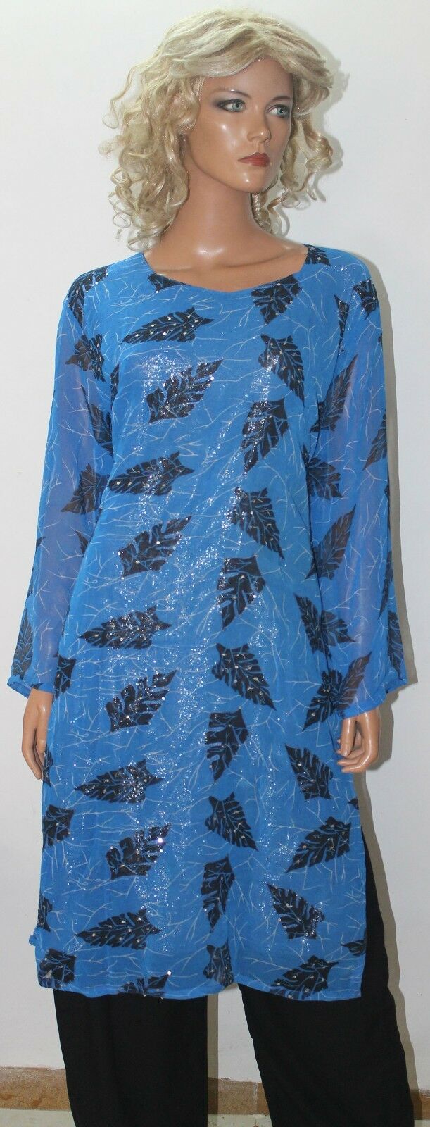 Blue Chiffon Designer Wear By Manha Patel Dress chest size 46