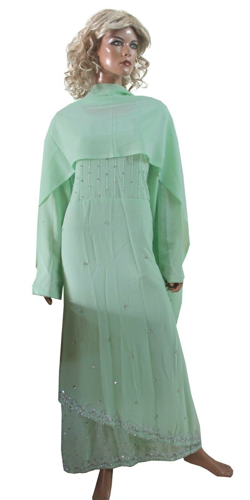 Green Kurta  Ready to Wear Long Gown Anarkali chest 42  Fast ship New Two Piece