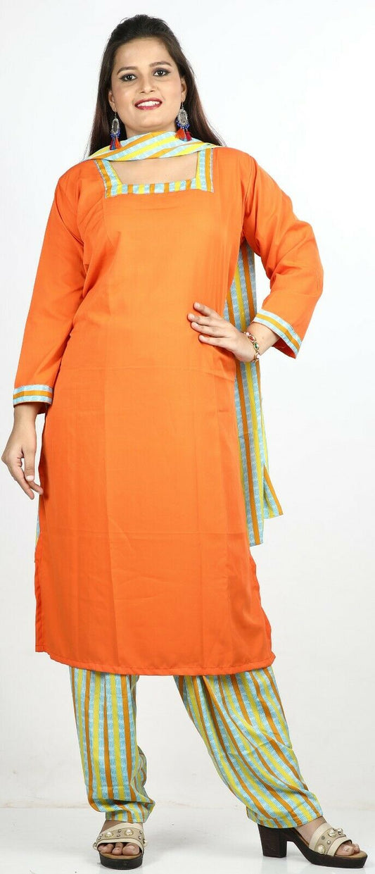 Orange Crepe  Summer  Salwar Kameez Plus chest 48  Stitched Ready to Wear