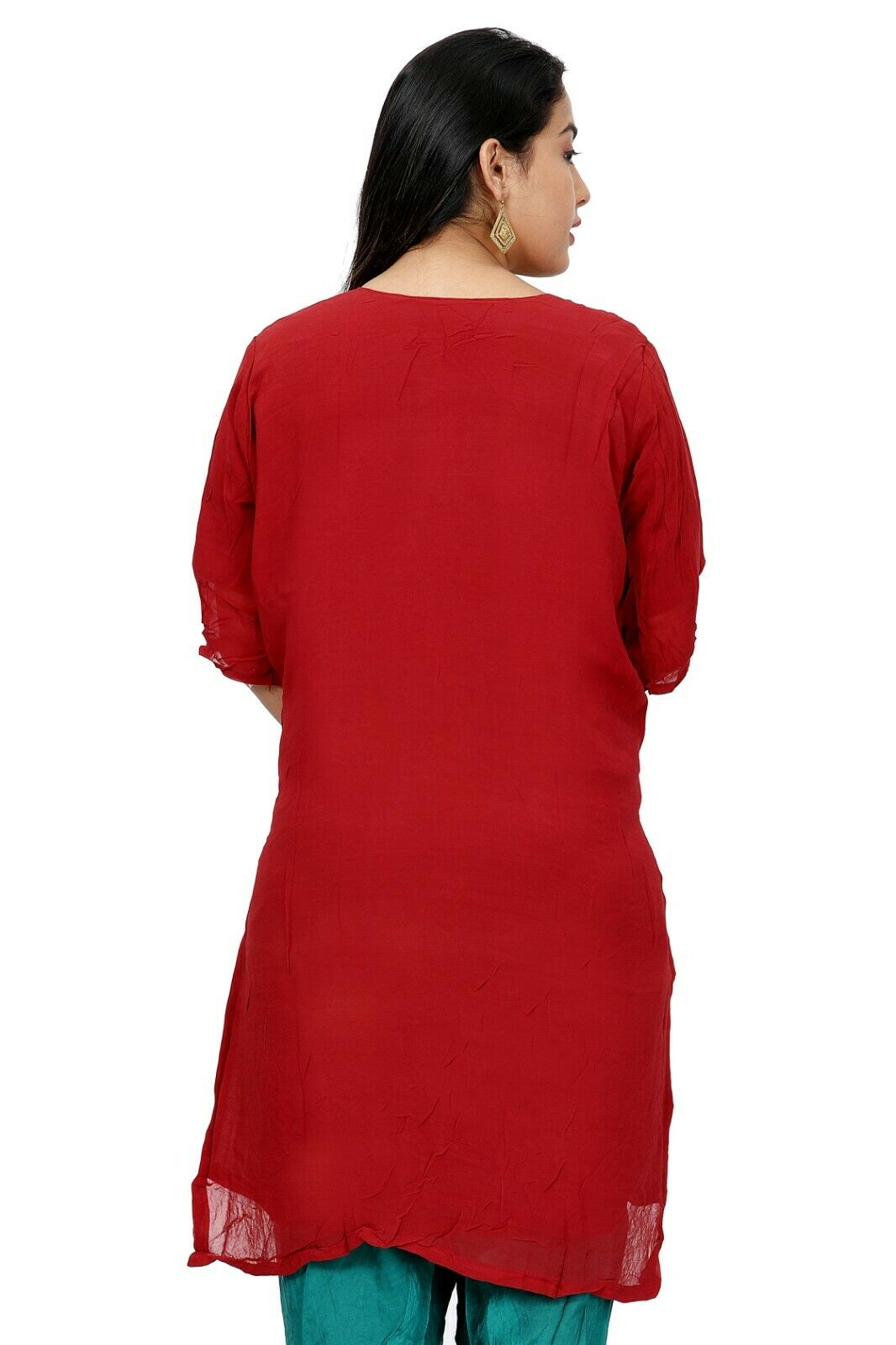 Red Green Cotton Designer Ethnic  Short Sleeves  Salwar kameez chest size 52