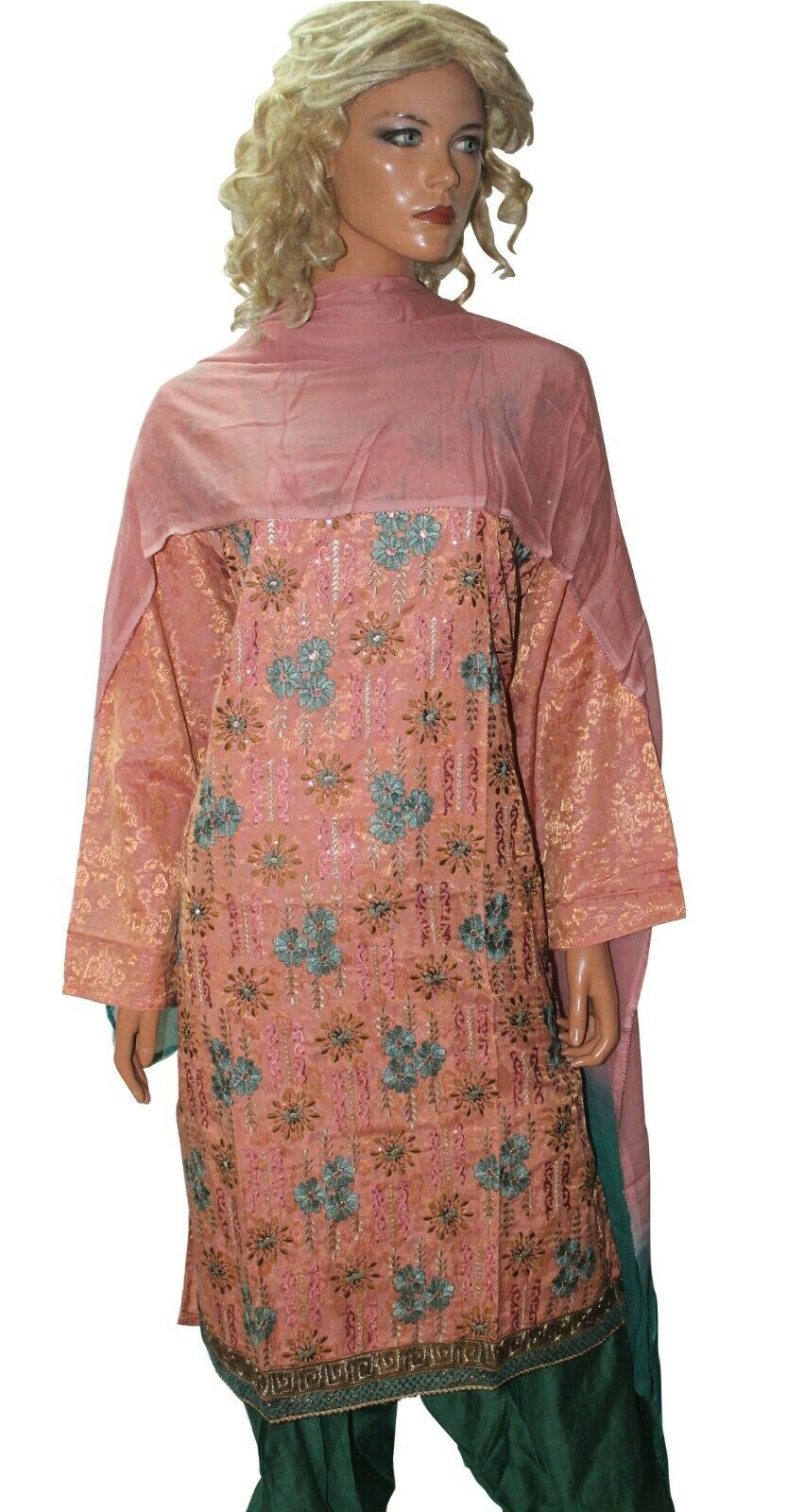 Peach Green  Ready To  Wear Salwar Kameez  chest Plus  Size 50 Full sleeves
