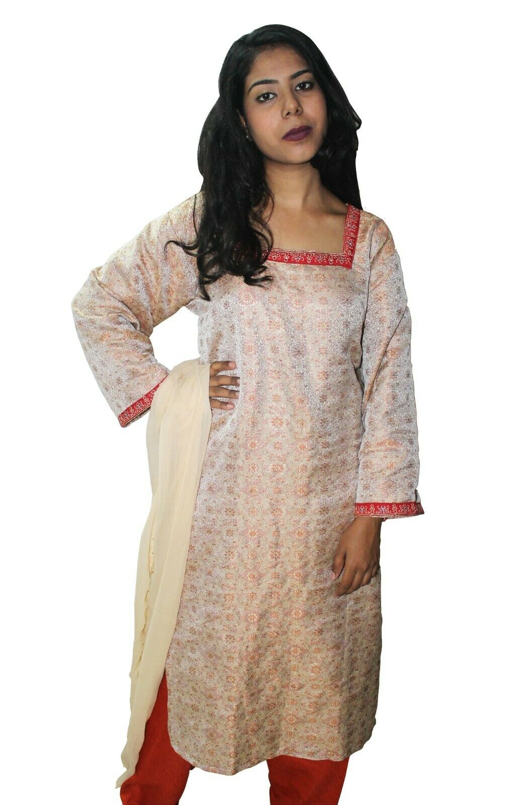 Cream   Designer Salwar kameez Kurta Dupatta pakistani Chest Size 44