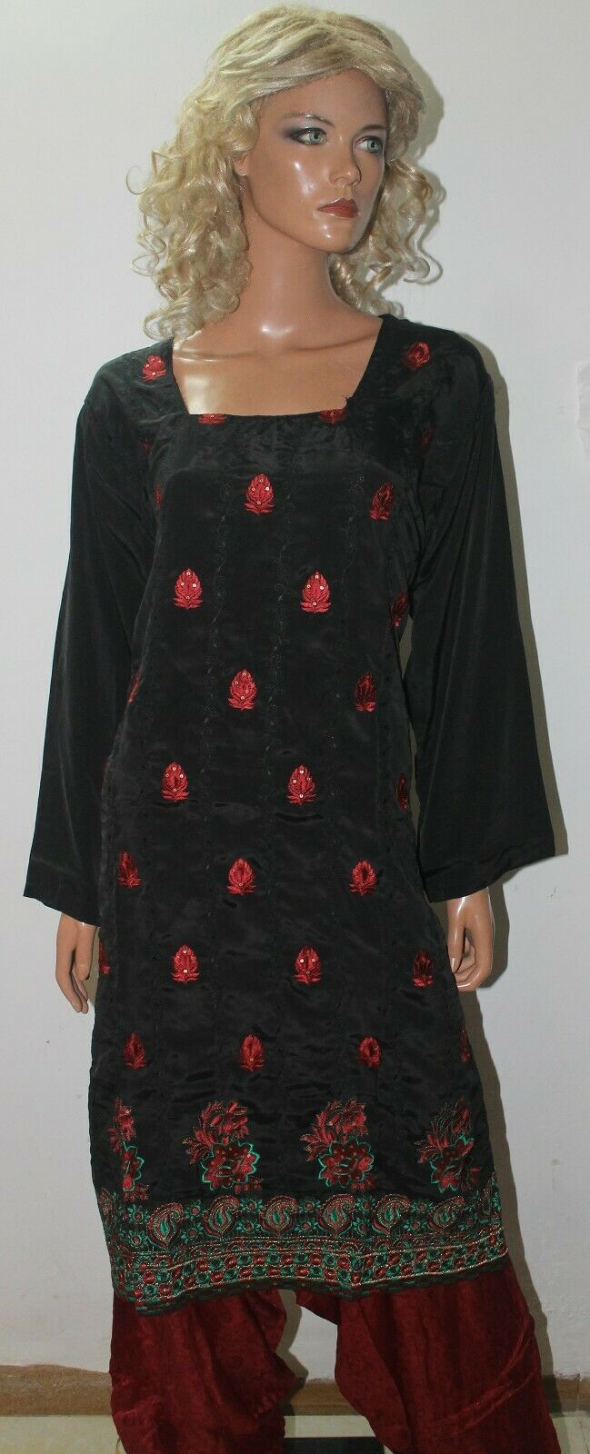 Black Red Embroidered Ready Wear Wedding Collections  Salwar kameez Plus Size 52