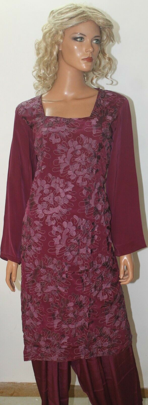 Rosewood  Pakistani Floral Embroidered  Wedding  Salwar kameez  Chest  size 44