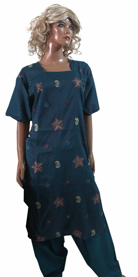 Teal  Bollywood Designer Pakistani  Salwar kameez Plus Size 52 Ethnic Dress